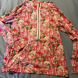 Lilly Pulitzer Vibrant Pink and Green Patterned Hoodie